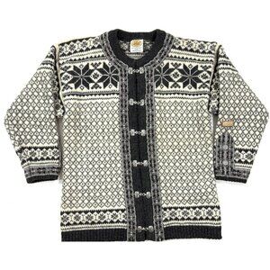 Vtg Lill Design Voss Norway Womens Sweater Cardigan Sz Small Fair Isle Snowflake